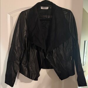 Bagatelle Women's Black Draped Leather Jacket